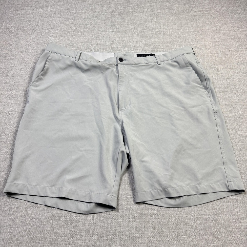 Dunning Shorts Mens‎ 44 Gray Chino Flat Front Polyester Spandex 9 Inseam